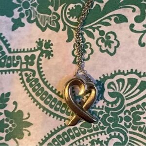 Tiffany & Co Paloma Picasso Loving Heart 16” Necklace Silver w Pouch and Box